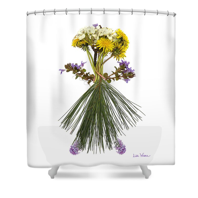 Flower Person Shower Curtain featuring the digital art Flower Head by Lise Winne