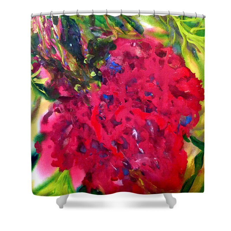  Shower Curtain featuring the painting Flower In The Garden by Wanvisa Klawklean