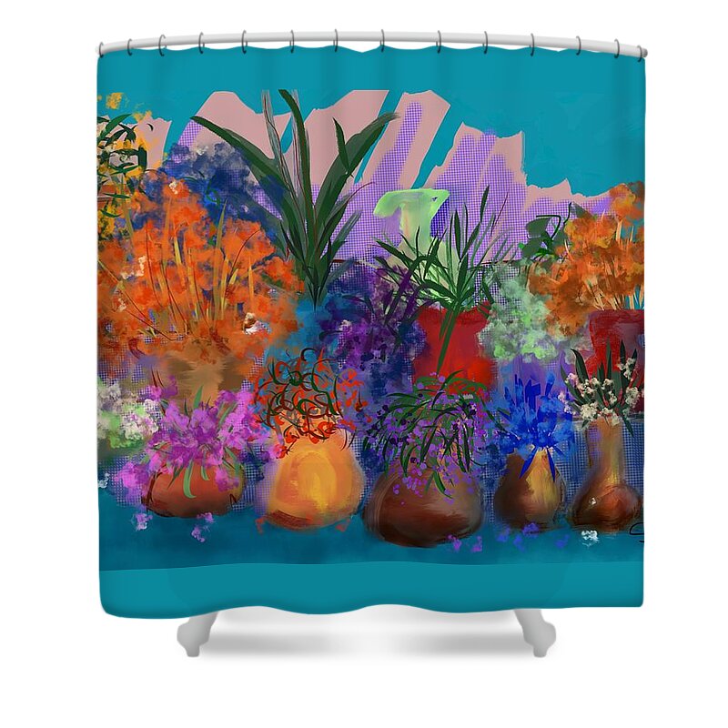 Flowers Shower Curtain featuring the digital art Flower Market by Sherry Killam