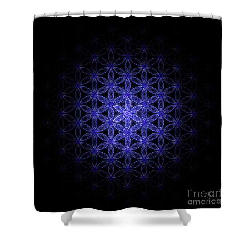 Flower Of Life Shower Curtain featuring the digital art Flower of life in blue by Alexa Szlavics