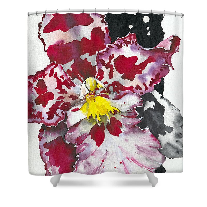  Shower Curtain featuring the painting Flower ORCHID 11 Elena Yakubovich by Elena Daniel Yakubovich