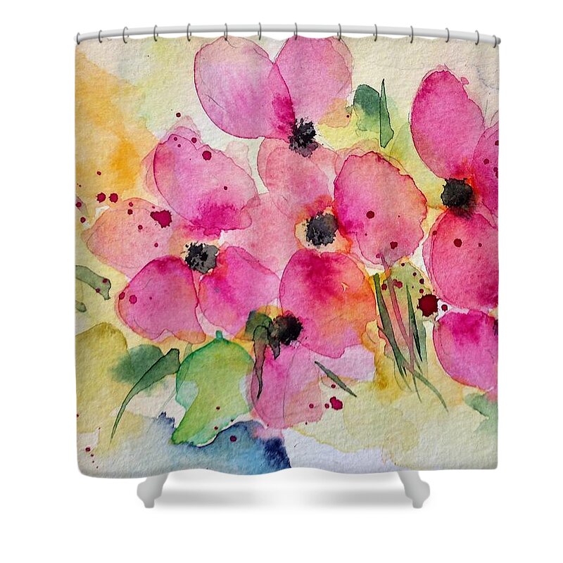 Spring Shower Curtain featuring the painting Flower painting 2 by Britta Zehm