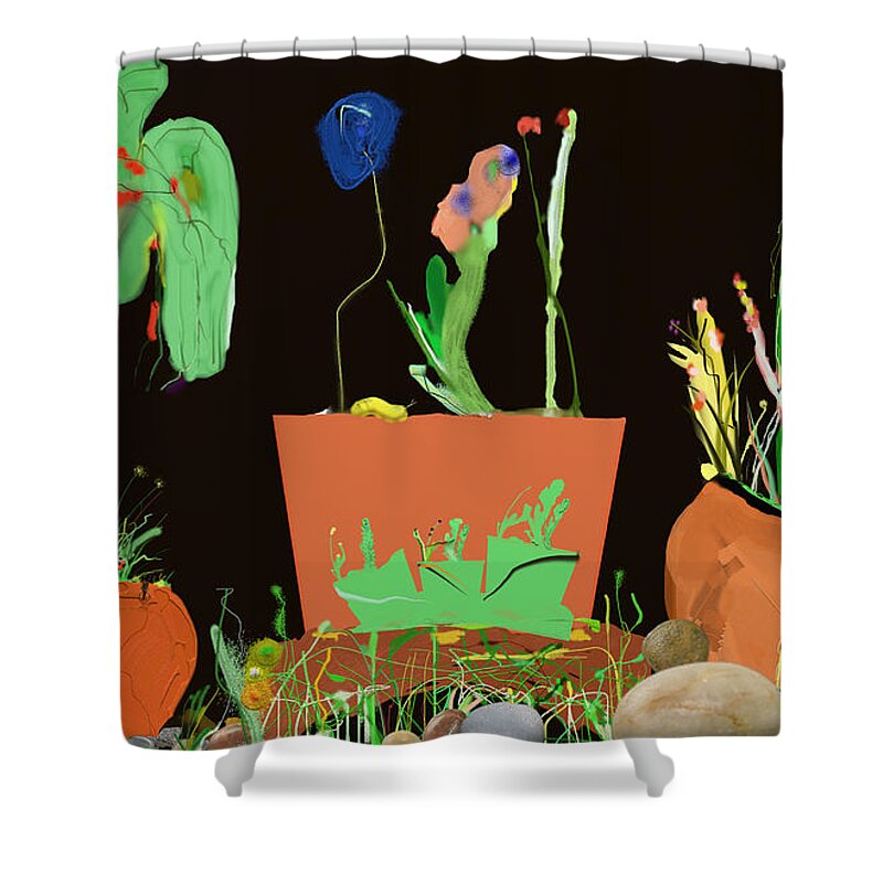 Computer Shower Curtain featuring the digital art Flower Pot Panel by SC Heffner