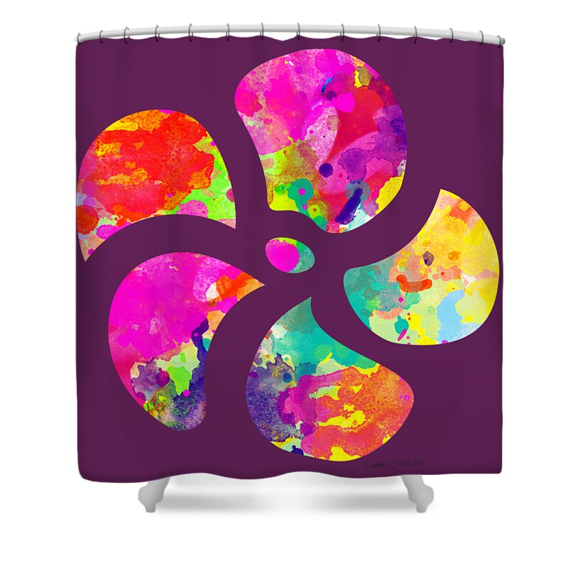 Flower Shower Curtain featuring the digital art Flower Power 1 - TEE SHIRT DESIGN by Debbie Portwood