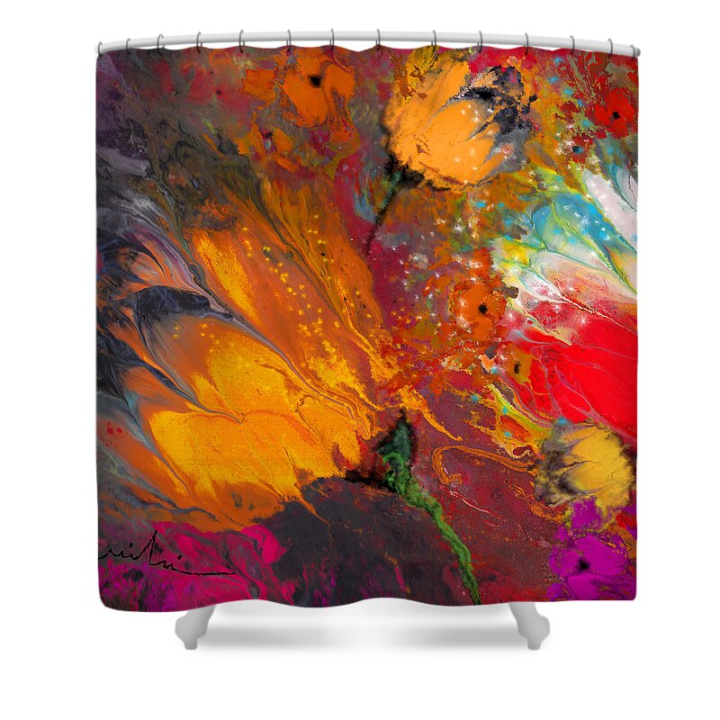 Floral Shower Curtain featuring the painting Flower Power by Miki De Goodaboom