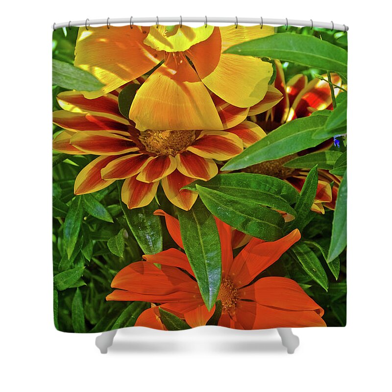 Flower Totem Pole On Harvard St. In Claremont Shower Curtain featuring the photograph Flower Totem Pole on Harvard St. Claremont, California by Ruth Hager