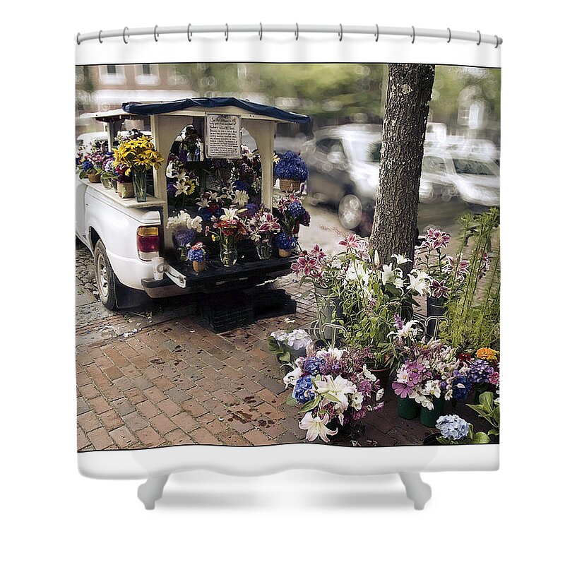 Nantucket Shower Curtain featuring the photograph Flower Truck on Nantucket by Tammy Wetzel