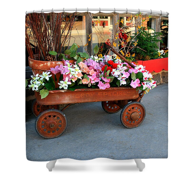 Wagon Shower Curtain featuring the photograph Flower Wagon by Perry Webster
