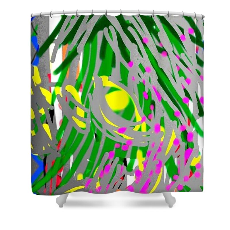 Abstract Shower Curtain featuring the painting Flowering orchids by Subrata Bose