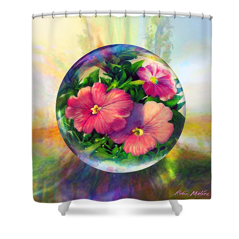  Art Globes Shower Curtain featuring the painting Flowering Panopticon by Robin Moline