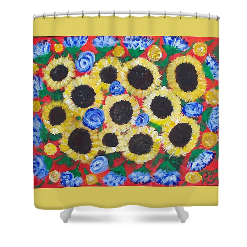 Flowers For Daddy Shower Curtain featuring the painting Flowers For Daddy by Seaux-N-Seau Soileau