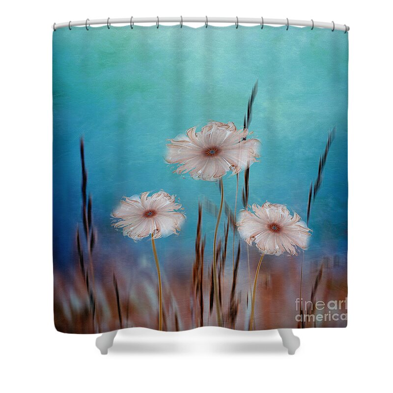 Abstract Shower Curtain featuring the digital art Flowers for Eternity 2 by Klara Acel