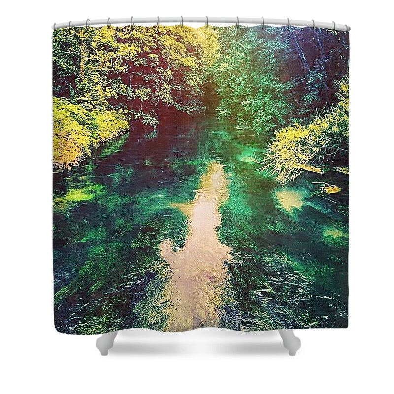 River Shower Curtain featuring the photograph Flowing river by Trystan Oldfield