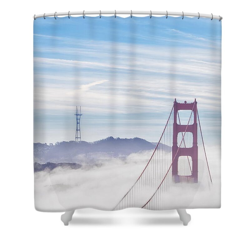 Golden Gate Bridge Shower Curtain featuring the photograph Fluffy Gate Bridge by Digiblocks Photography