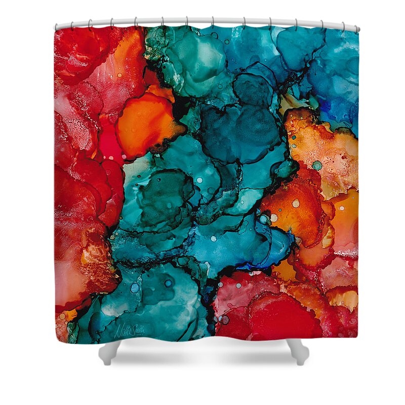 Alcohol Inks Shower Curtain featuring the painting Fluid Depths Alcohol Ink Abstract by Nikki Marie Smith