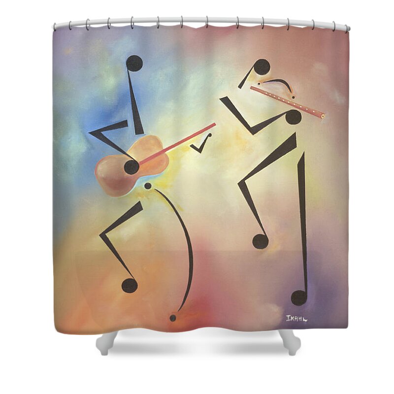 Black Art Shower Curtain featuring the painting Flutina by Ikahl Beckford