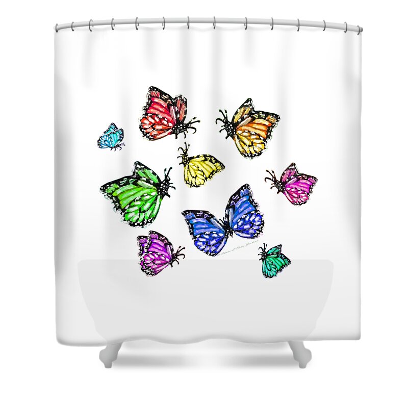 Butterfly Shower Curtain featuring the digital art Flutters by Shana Rowe Jackson