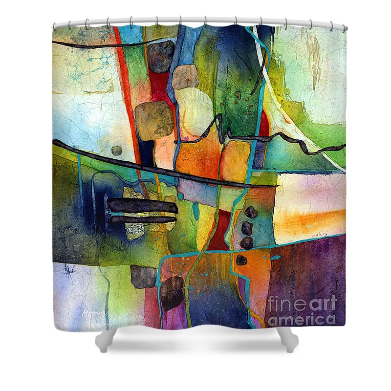 Abstract Shower Curtain featuring the painting Fluvial Mosaic by Hailey E Herrera