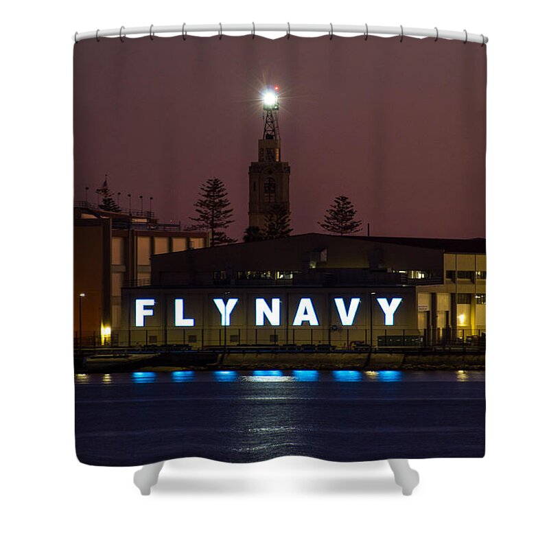Fly Navy Shower Curtain featuring the photograph Fly Navy by Amanda Rimmer