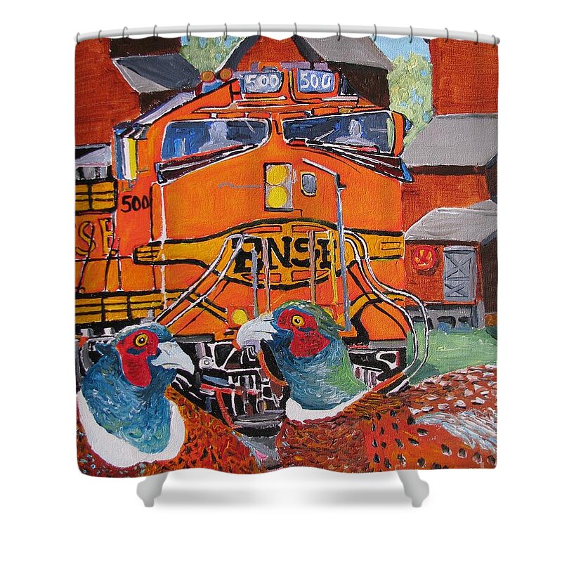 Pheasant Shower Curtain featuring the painting Fly by Rodger Ellingson