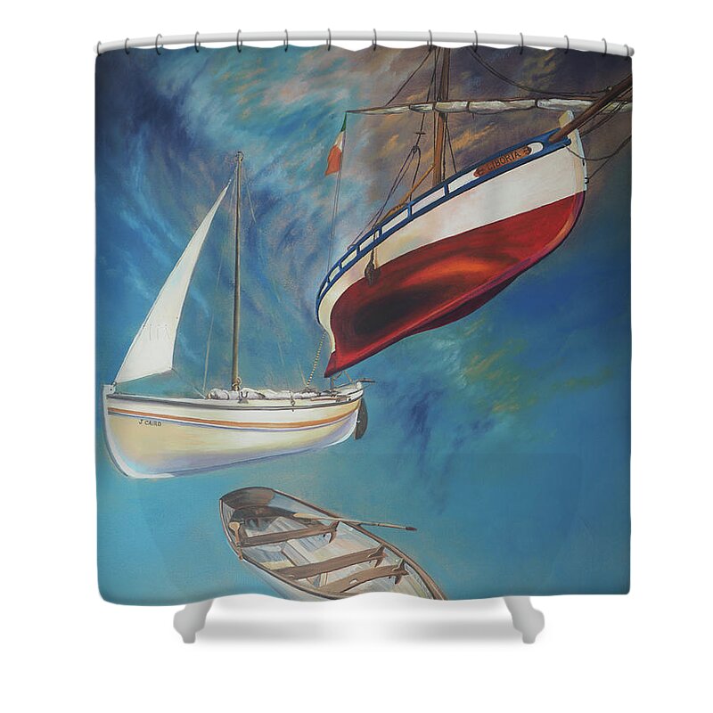 Flying Boats Shower Curtain featuring the painting Flying Boats by David Bader