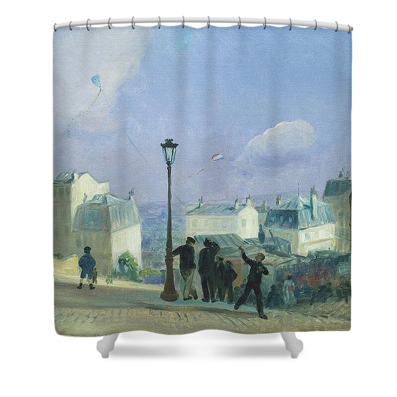 Flying Kites Shower Curtain featuring the painting Flying Kites by William James