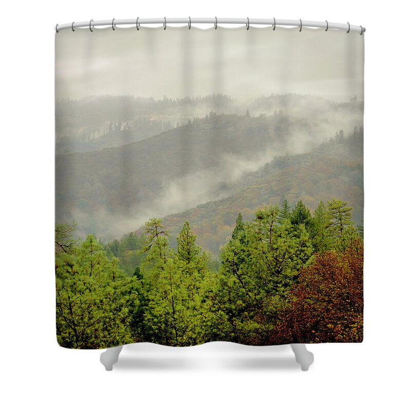 Fog Shower Curtain featuring the photograph Fog In The Hills of Oak Run by Joyce Dickens