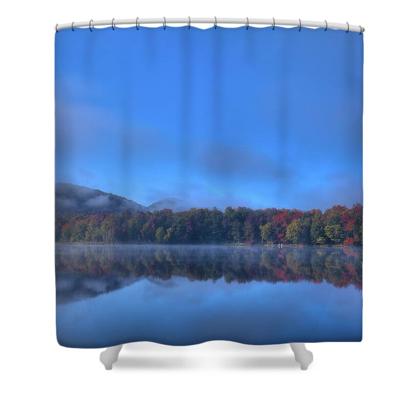 Fog Lifting On West Lake Shower Curtain featuring the photograph Fog Lifting on West Lake by David Patterson