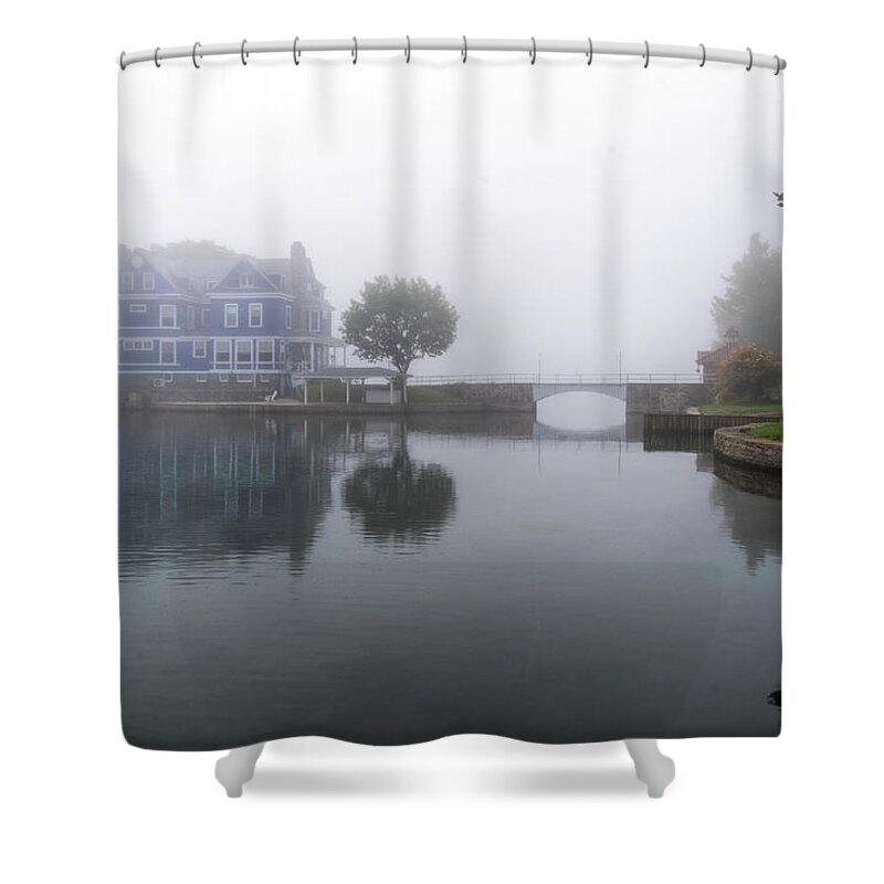 St Lawrence Seaway Shower Curtain featuring the photograph Fog On The River by Tom Singleton