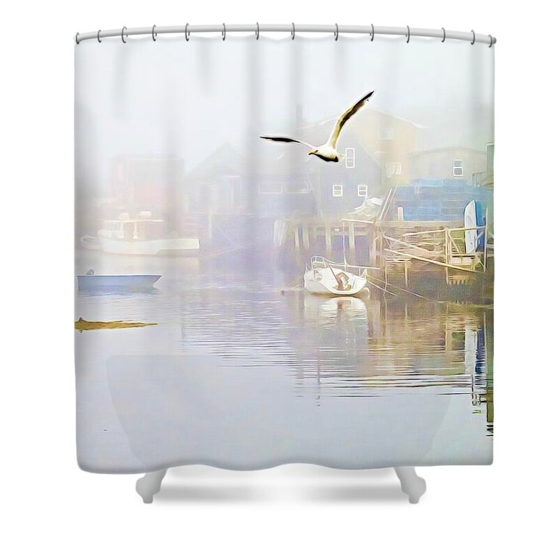 Fog Shower Curtain featuring the photograph Fog over West Dover - Digital Paint by Tatiana Travelways