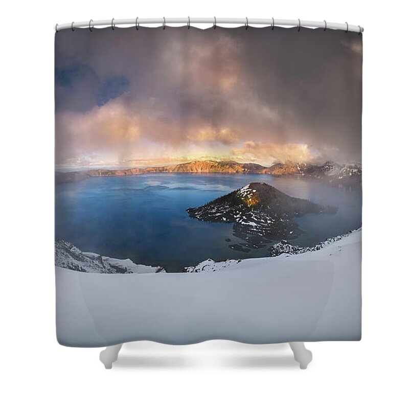 Crater Shower Curtain featuring the photograph Foggy Crater Lake by William Lee