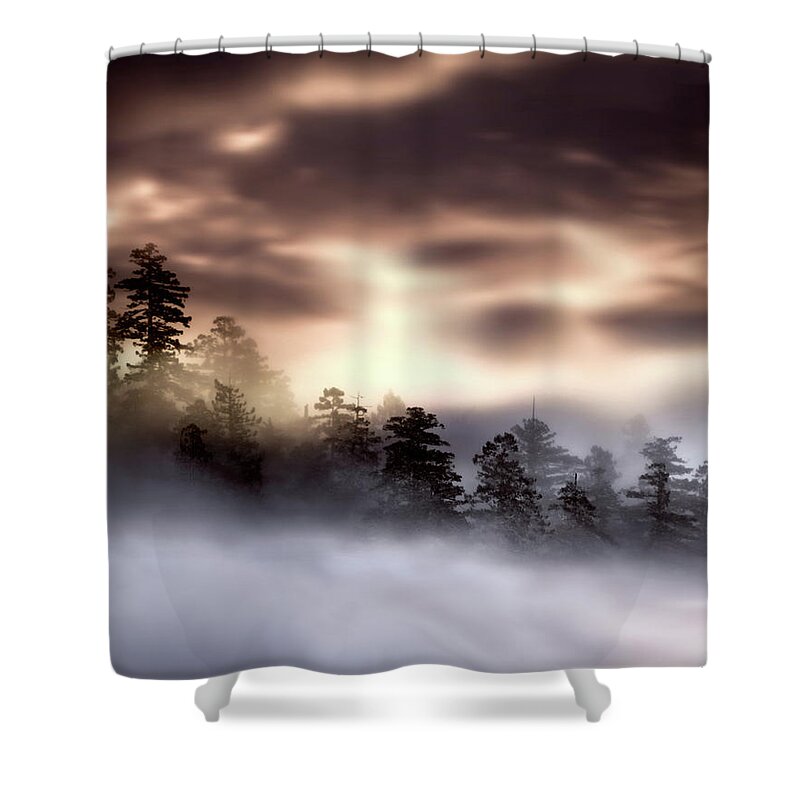 Foggy Landscape Shower Curtain featuring the photograph Foggy landscape by Lilia S