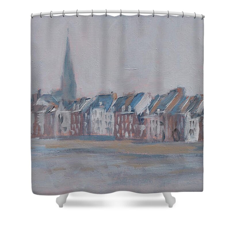 Maastricht Shower Curtain featuring the painting Foggy Wyck by Nop Briex