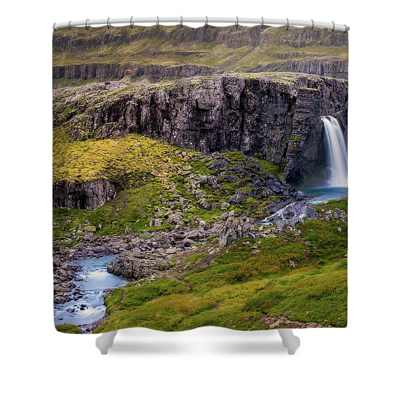 Iceland Shower Curtain featuring the photograph Folaldafoss in Autumn by Rikk Flohr