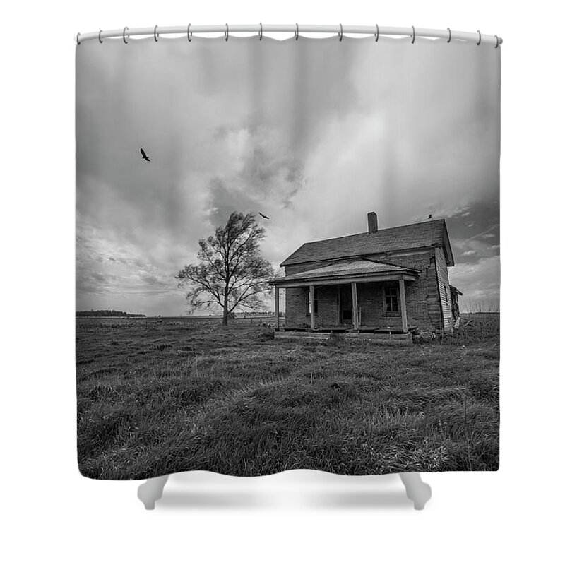 Abandoned Shower Curtain featuring the photograph Follow The Buzzards by Aaron J Groen