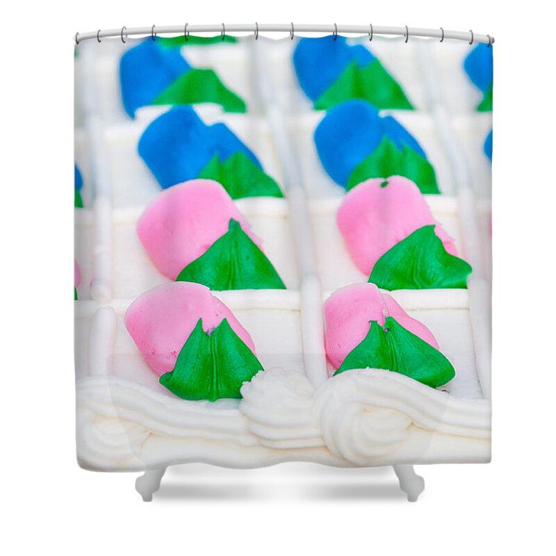 Birthday Cakes Shower Curtain featuring the photograph Fondant close-up by Brian Green