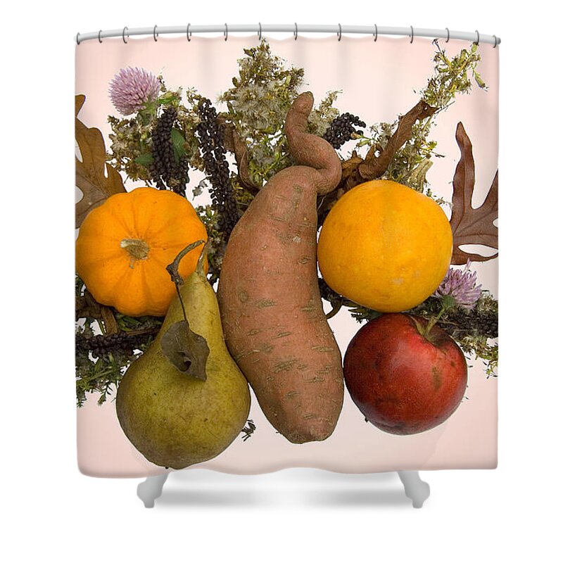 Food Bouquet Shower Curtain featuring the digital art Food Bouquet by Lise Winne
