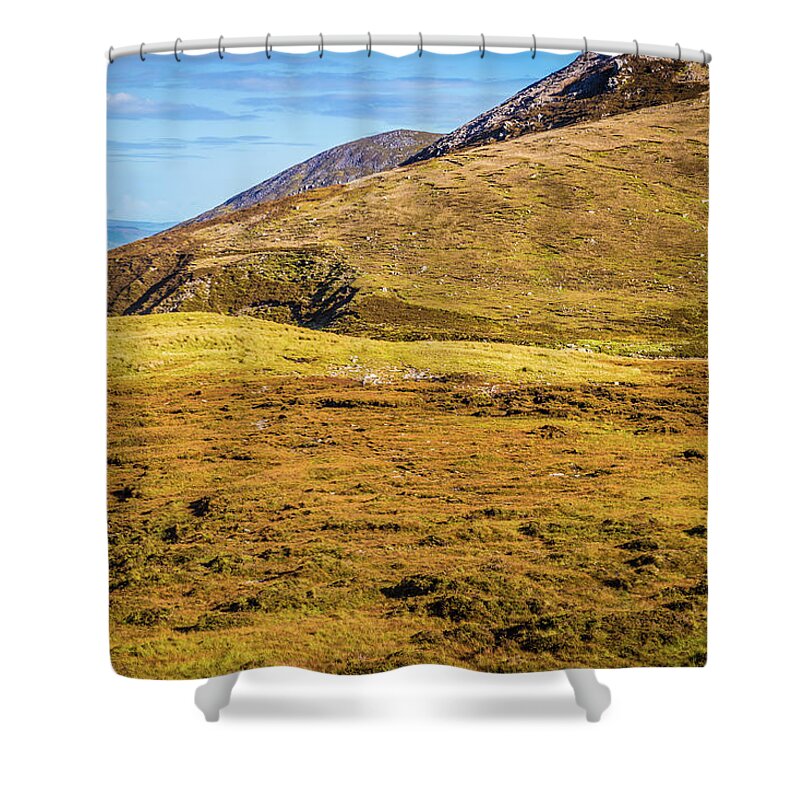 Beenkeragh Shower Curtain featuring the photograph Foothill of the Macgillycuddy's Reeks in Kerry Ireland by Semmick Photo