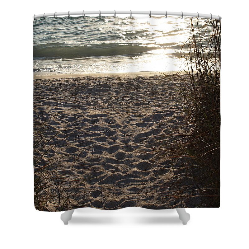 Footprints Shower Curtain featuring the photograph Footprints In The Dunes by Robert Margetts