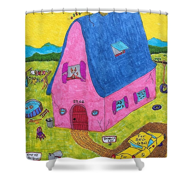 Hagood Shower Curtain featuring the painting For Sell by Lew Hagood