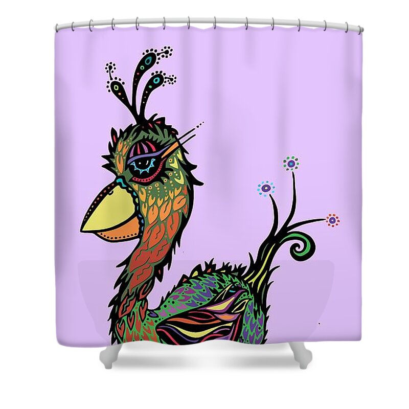 Bird Shower Curtain featuring the digital art For the Birds by Tanielle Childers