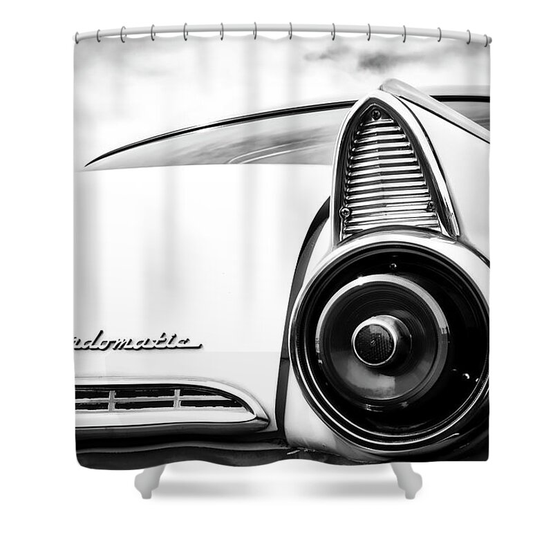 Cars Shower Curtain featuring the photograph Ford-O-Matic Noir by Mark David Gerson