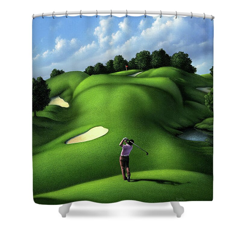 Golf Shower Curtain featuring the digital art Foreplay by Jerry LoFaro
