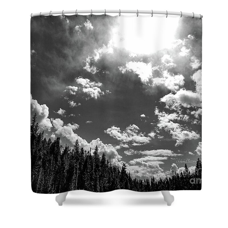 Landscape Shower Curtain featuring the photograph A New Day, Black and White by Adam Morsa