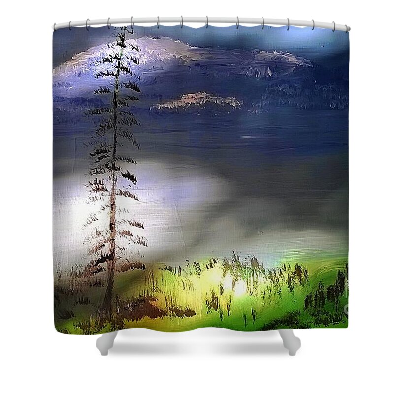 Forest Shower Curtain featuring the painting Forest Day by James and Donna Daugherty