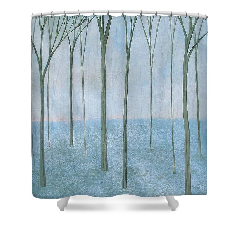 Abstract Shower Curtain featuring the painting Forest Delight I by Herb Dickinson