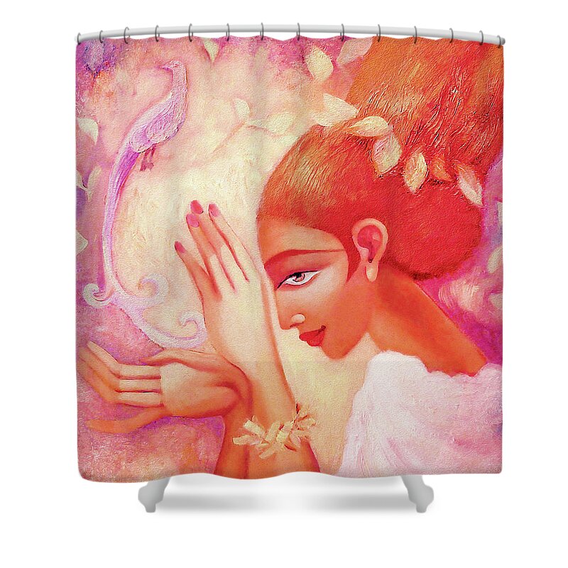 Mystic Woman Shower Curtain featuring the painting Forest Fairy by Eva Campbell