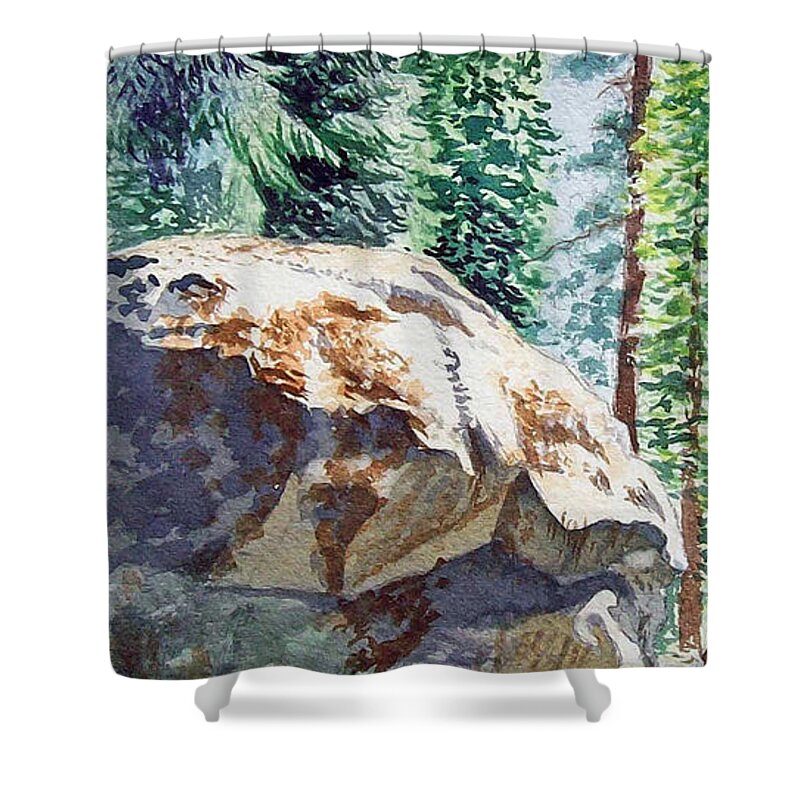 Sequoia Shower Curtain featuring the painting Forest by Irina Sztukowski