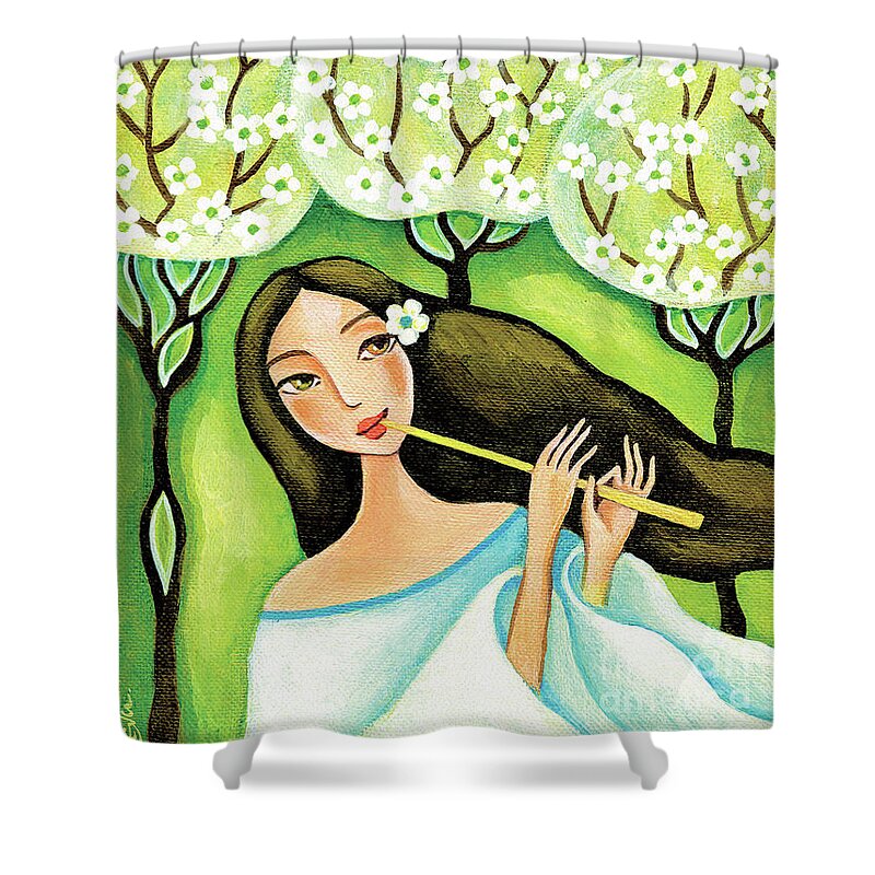 Forest Woman Shower Curtain featuring the painting Forest Melody by Eva Campbell