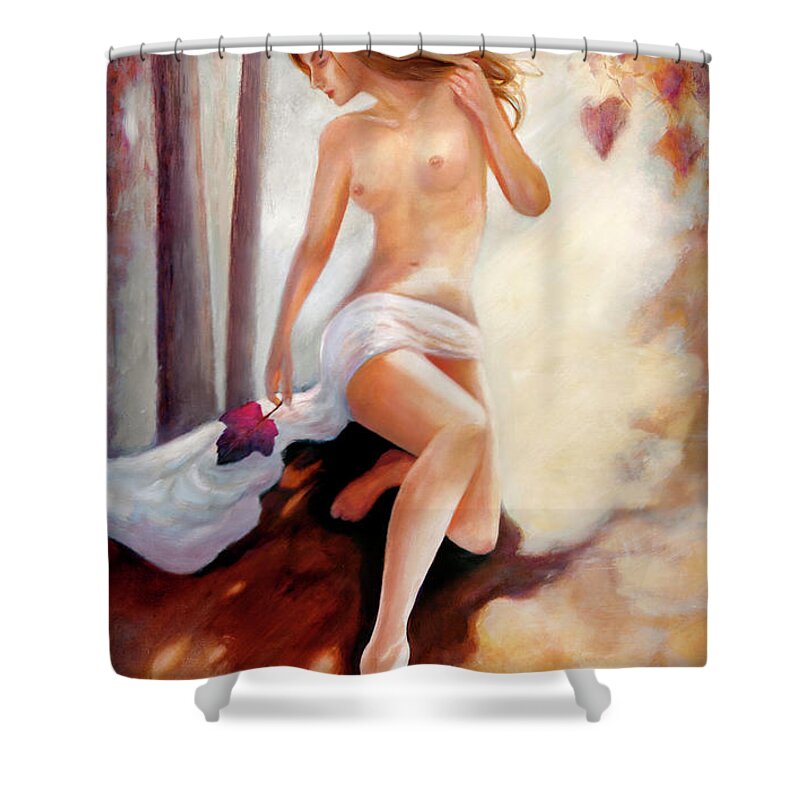 Forest Nymph Shower Curtain featuring the painting Forest Nymph by Michael Rock